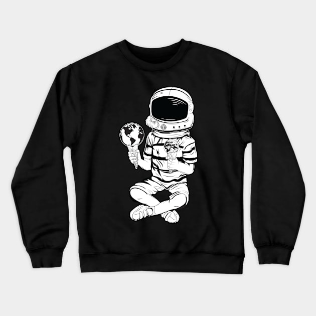 Astronaut With Two Ice Creams Crewneck Sweatshirt by thebuniverse